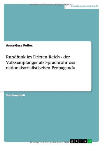 Cover for Pollex · Rundfunk im Dritten Reich - der (Book) [German edition] (2011)