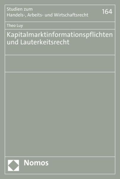 Cover for Luy · Kapitalmarktinformationspflichten u (Book) (2017)