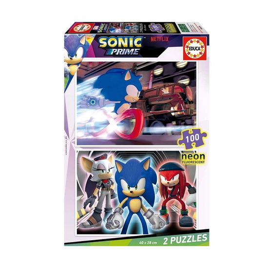 2x100 Sonic Prime Neon Puzzle (80-19629) - Educa - Merchandise - Educa - 8412668196292 - 