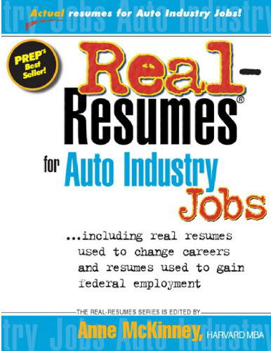 Cover for Anne Mckinney · Real-resumes for Auto Industry Jobs (Pocketbok) (2012)