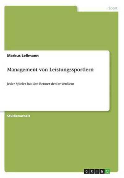 Cover for Leßmann · Management von Leistungssportle (Book) (2016)