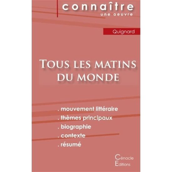 Cover for Pascal Quignard · Fiche de lecture Tous les matins du monde (Analyse litteraire de reference et resume complet) (Paperback Book) (2022)