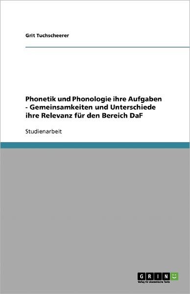 Cover for Tuchscheerer · Phonetik und Phonologie ih (Bog) [German edition] (2007)