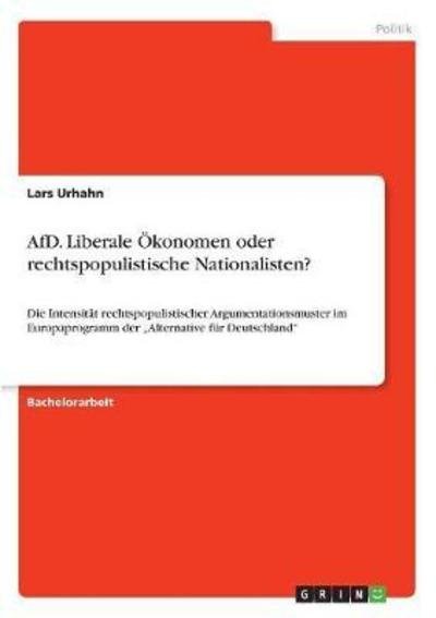 Cover for Urhahn · AfD. Liberale Ökonomen oder rech (Bog)