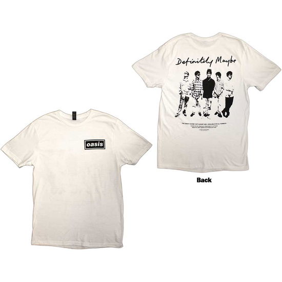 Oasis Unisex T-Shirt: Definitely Maybe Promo (White) (Back Print) - Oasis - Merchandise -  - 5056737271294 - August 6, 2024