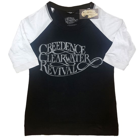 Cover for Creedence Clearwater Revival · Creedence Clearwater Revival Ladies Raglan T-Shirt: Vintage Logo (T-shirt) [size XS] [Black, White - Ladies edition] (2020)