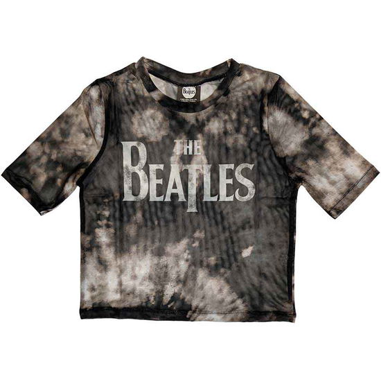 The Beatles Ladies Crop Top: Drop T Logo (Mesh) - The Beatles - Merchandise -  - 5056821085295 - December 6, 2024