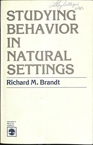 Cover for Brandt · Studying Behavior Natui SE CB (Hardcover Book) [Illustrated edition] (1981)