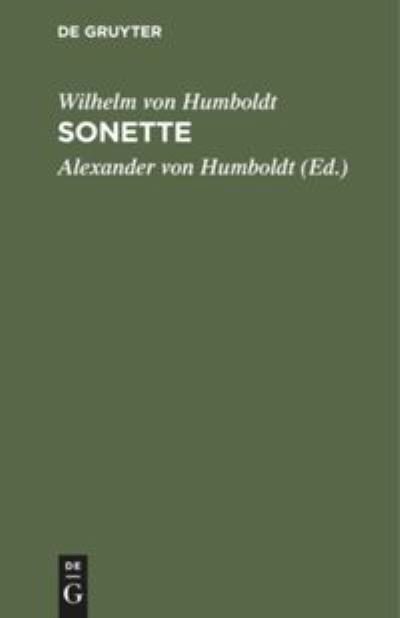 Cover for Wilhelm Von Humboldt · Sonette (Book) (1901)