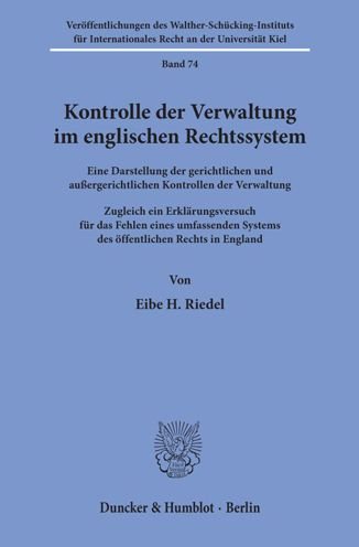 Cover for Riedel · Kontrolle der Verwaltung im engl (Book) (1976)