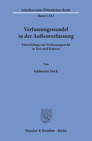 Cover for Stock · Verfassungswandel in der Außenver (Bok) (2017)