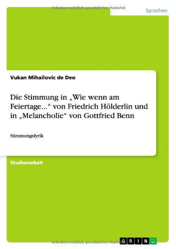 Cover for Vukan Mihailovic De Deo · Die Stimmung in &quot;Wie wenn am Feiertage. (Book) [German edition] (2011)