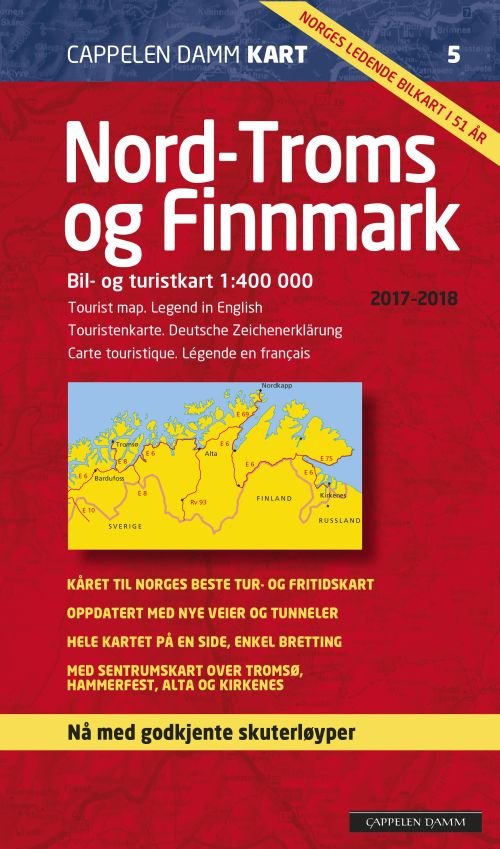 Cover for Cappelen Damm · CK: Nord-Troms og Finnmark 2017-2018 : bil- og turistkart = tourist map = Touristenkarte = carte touristique (Innbunden bok) (2016)