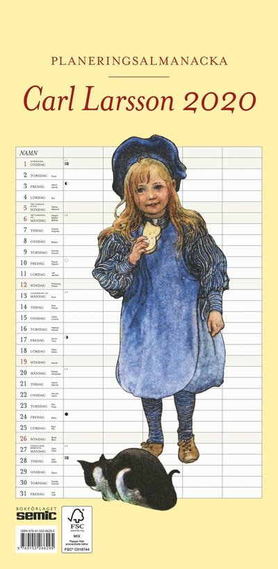 Cover for Bokförlaget Semic · Carl Larsson planeringsalmanacka 2020 (Spiral Book) (2019)