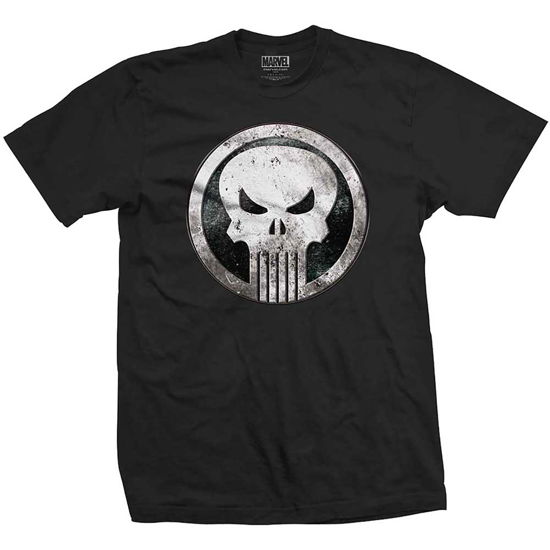 Marvel Comics Unisex T-Shirt: Punisher Metal Badge - Marvel Comics - Produtos - Bravado - 5056170625296 - 