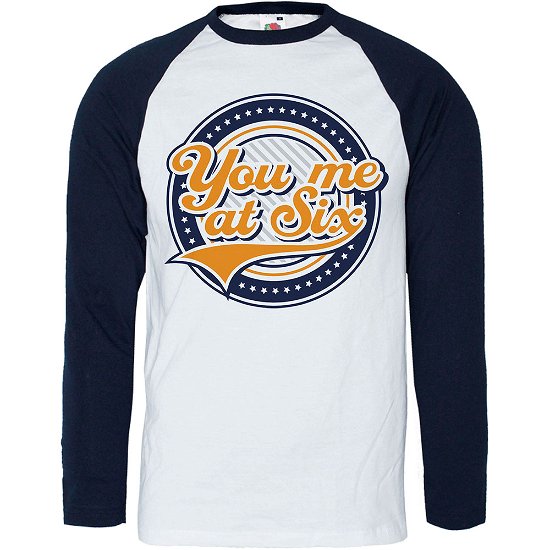 You Me At Six · You Me At Six Unisex Raglan T-Shirt: Crest (T-shirt) [size S] [Blue, White - Unisex edition]