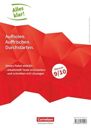 Cover for Cornelsen Verlag GmbH · Alles klar! Deutsch. Sekundarstufe I 9./10. Schuljahr. Texte erschließen und schreiben (Paperback Book) (2021)