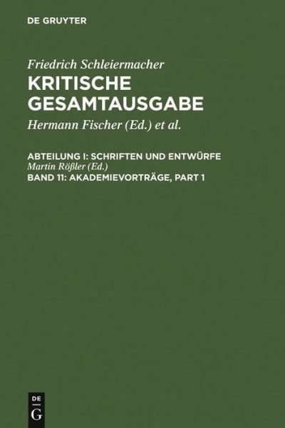 Cover for Schleiermacher · Gesamt.11 Akademievortr. (Bok) (2002)
