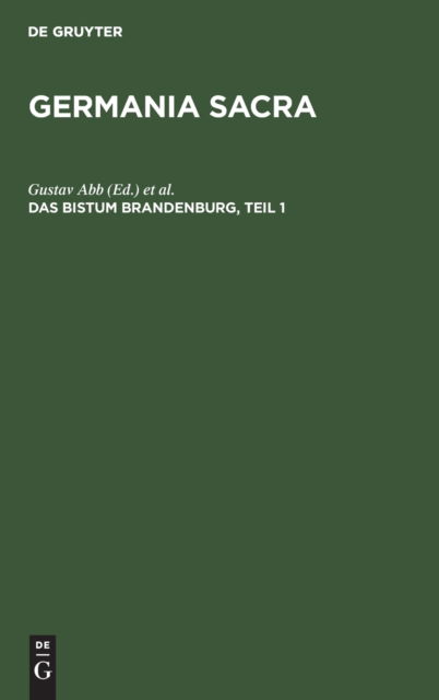 Cover for Gustav Abb · Bistum Brandenburg, Teil 1 (N/A) (1929)