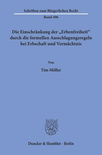 Cover for Möller · Die Einschränkung der »Erbenfrei (Book) (2019)