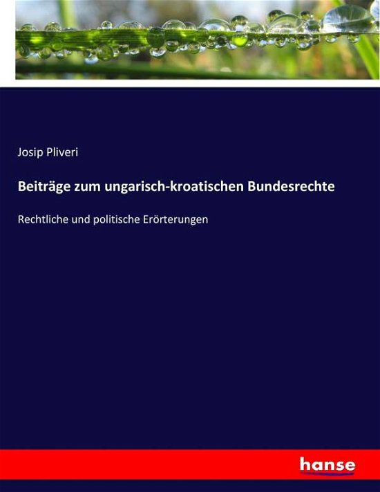 Cover for Pliveri · Beiträge zum ungarisch-kroatisc (Book) (2017)