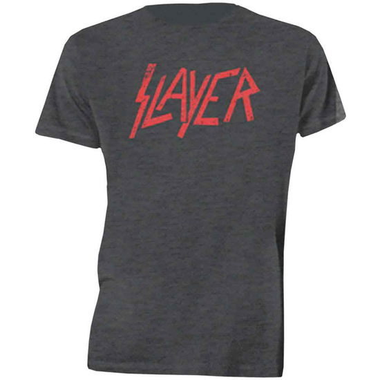 Slayer Unisex T-Shirt: Distressed Logo - Slayer - Mercancía - Global - Apparel - 5055979917298 - 17 de enero de 2020