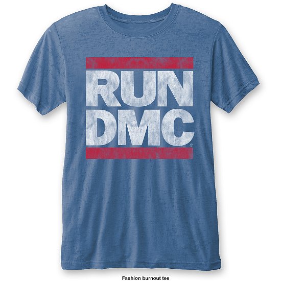 Cover for Run DMC · Run DMC Unisex T-Shirt: Vintage Logo (Burnout) (T-shirt) [size S] [Blue - Unisex edition]
