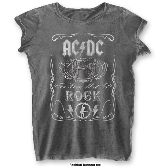 AC/DC Ladies Burnout T-Shirt: Cannon Swig - AC/DC - Merchandise -  - 5055979981299 - 