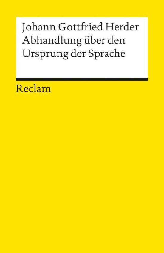 Cover for Johann Gottfried Herder · Reclam UB 08729 Herder.Abhandlung (Buch)