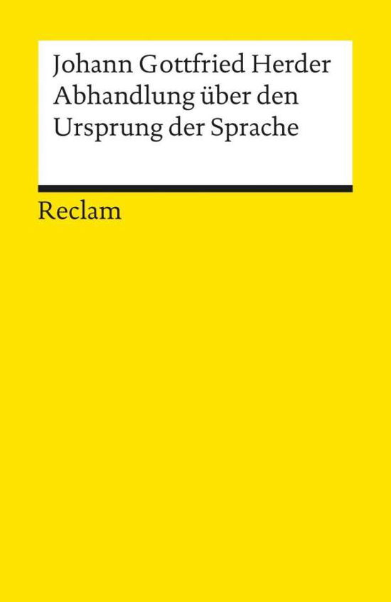 Reclam UB 08729 Herder.Abhandlung - Johann Gottfried Herder - Books -  - 9783150087299 - 