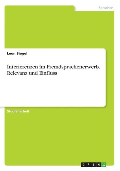 Cover for Siegel · Interferenzen im Fremdsprachener (Bog)