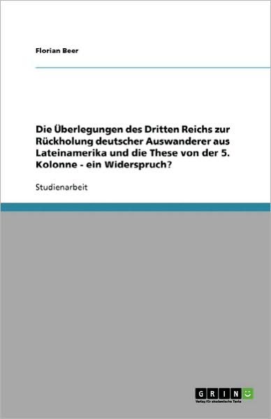 Cover for Beer · Die Überlegungen des Dritten Reich (Book) (2007)