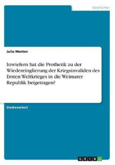 Cover for Merten · Inwiefern hat die Prothetik zu d (Book)