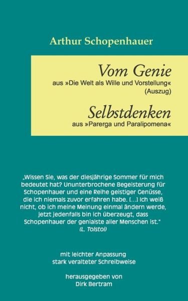 Cover for Arthur Schopenhauer · Vom Genie Selbstdenken (Paperback Bog) (2019)