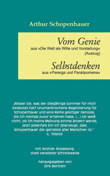 Vom Genie Selbstdenken - Arthur Schopenhauer - Bøger - Books on Demand - 9783749421299 - 23. september 2019