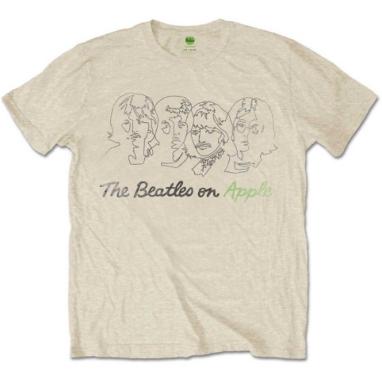 The Beatles Unisex T-Shirt: Outline Faces On Apple - The Beatles - Merchandise -  - 5056170658300 - 