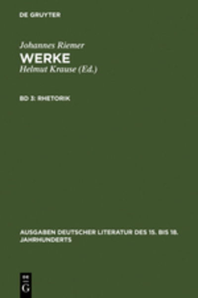 Cover for Riemer · Werke.3 (Book) (1985)