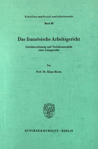 Cover for Moritz · Das französische Arbeitsgericht. (Book) (1987)