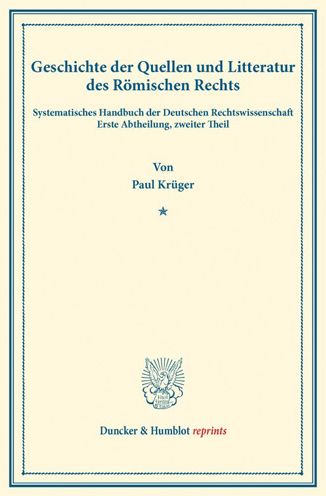Cover for Krüger · Geschichte der Quellen und Liter (Buch) (2013)