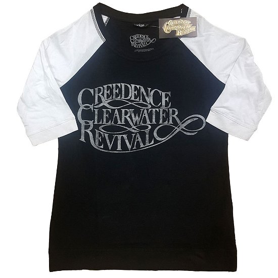 Cover for Creedence Clearwater Revival · Creedence Clearwater Revival Ladies Raglan T-Shirt: Vintage Logo (T-shirt) [size S] [Black, White - Ladies edition]