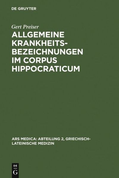 Cover for Preiser · Allgemeine Krankheitsbezeichnun (Book) [German edition] (1976)