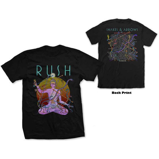 Cover for Rush · Rush Unisex T-Shirt: Snakes &amp; Arrows Tour 2007 (Black) (Back Print) (T-shirt) [size S] [Black - Unisex edition] (2019)