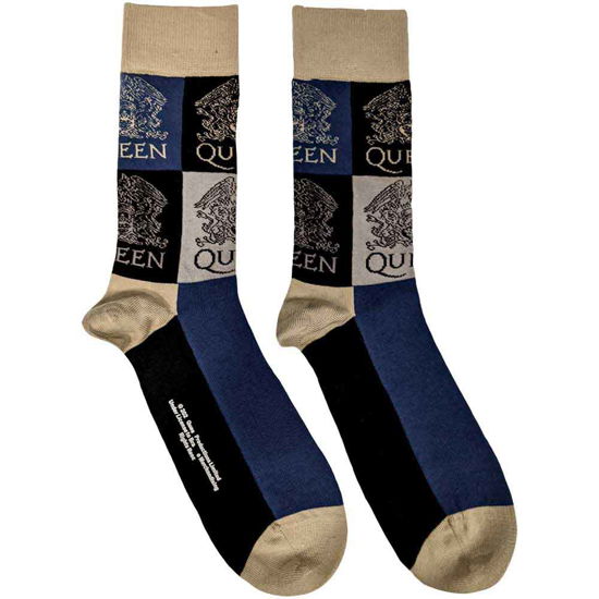 Cover for Queen · Queen Unisex Ankle Socks: Crest Blocks (UK Size 7 - 11) (Bekleidung) [size M] [Blue - Unisex edition]