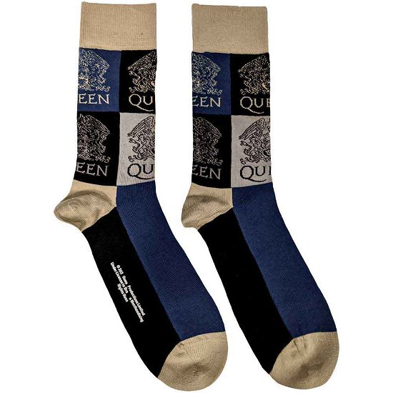 Queen Unisex Ankle Socks: Crest Blocks (UK Size 7 - 11) - Queen - Merchandise -  - 5056368671302 - 