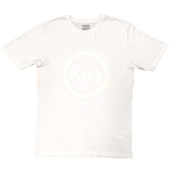 KISS Unisex Hi-Build T-Shirt: Buzzsaw Logo (White-On-White) - Kiss - Merchandise -  - 5056561072302 - 