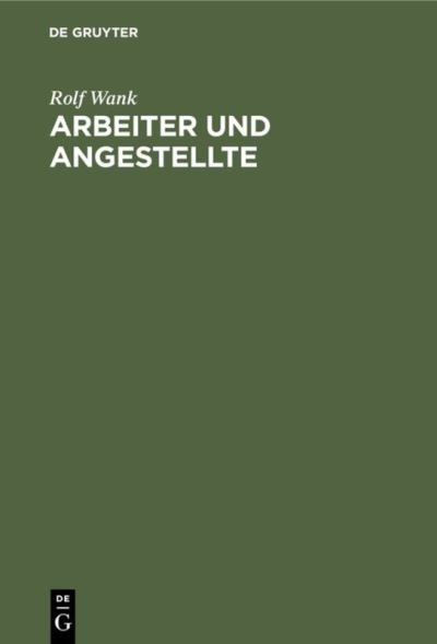 Cover for Rolf Wank · Arbeiter und Angestellte (Book) (1992)