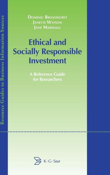 Cover for Jane Marshall · Ethical and Socially Responsible Investment: a Reference Guide for Researchers (Resource Guides to Business Information Sources) (Gebundenes Buch) (2002)