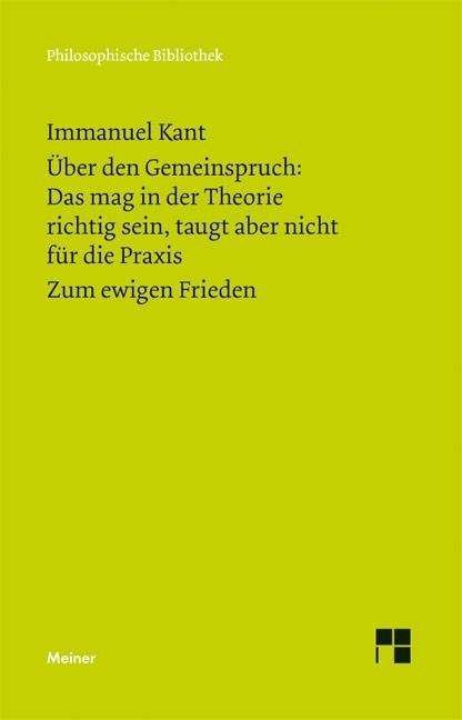 Cover for Immanuel Kant · Philos.Bibl.443 Kant.Gemeinspr.; Friede (Book)