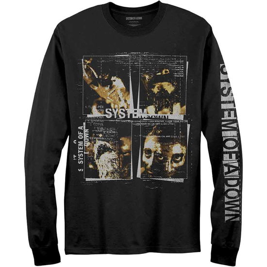 Cover for System Of A Down · System Of A Down Unisex Long Sleeve T-Shirt: Face Boxes (Sleeve Print) (TØJ) [size M] [Black - Unisex edition]