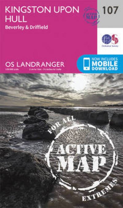 Cover for Ordnance Survey · Kingston Upon Hull, Beverley &amp; Driffield - OS Landranger Active Map (Landkart) [February 2016 edition] (2016)